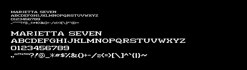 Marietta Seven font specimen, displayed at 8px and 16px size.