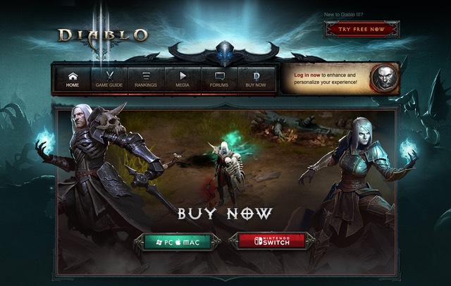 Diablo III Website: Homepage