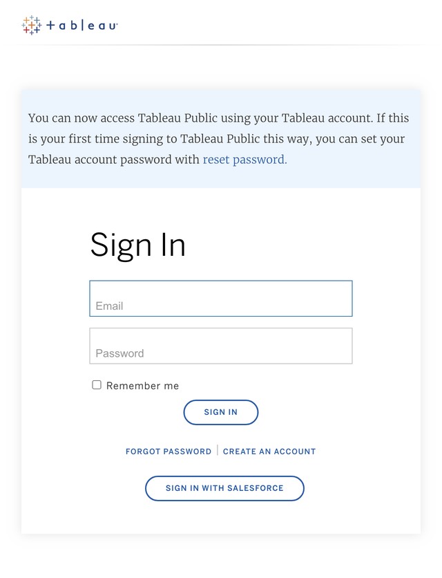 TableauID Sign In Page