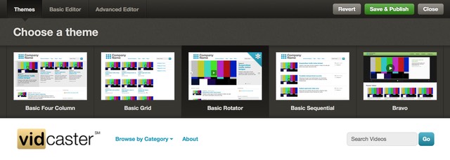 Vidcaster Theme Editor: Themes View