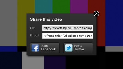 Sharing functionality in the Vidcaster video player