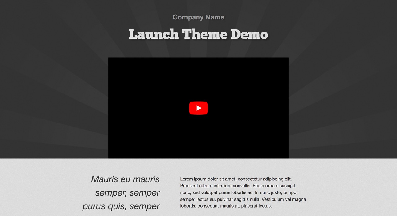 Launch theme home page