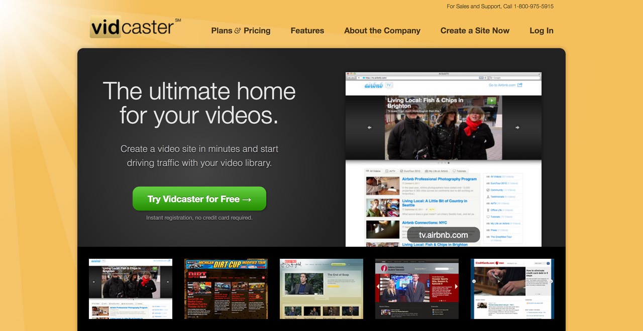 Vidcaster home page