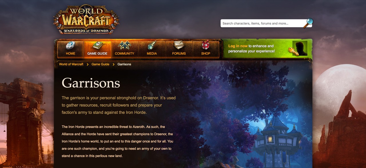 World of Warcraft: Garrisons Website: Masthead